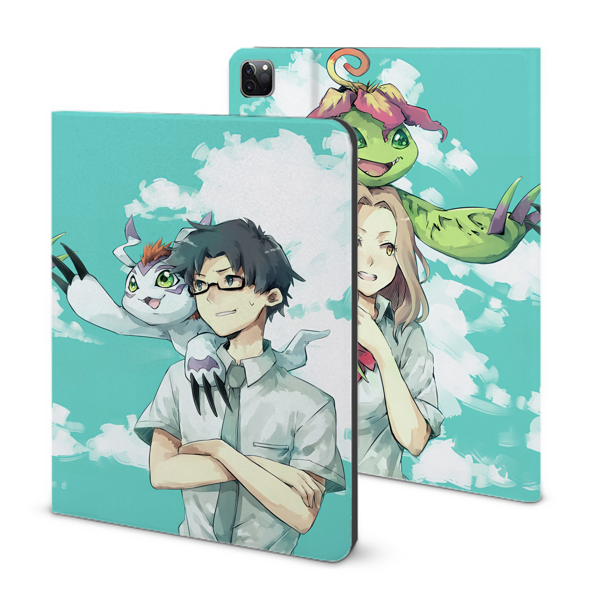 （画像用） Digimon デジタルモンスター/デジモン IPad ケース ブック型 PUレザー TPU 耐衝撃 軽量 薄型 ペン収納なし 全面保護 IPad 各モデル対応